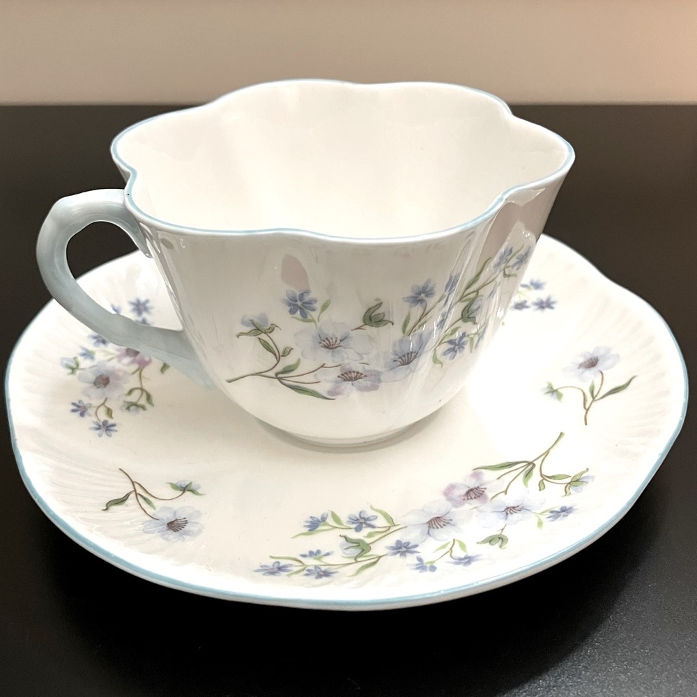 BLUE ROCK by Shelley Bone China 13591 Dainty Cup & Saucer- Made in England
